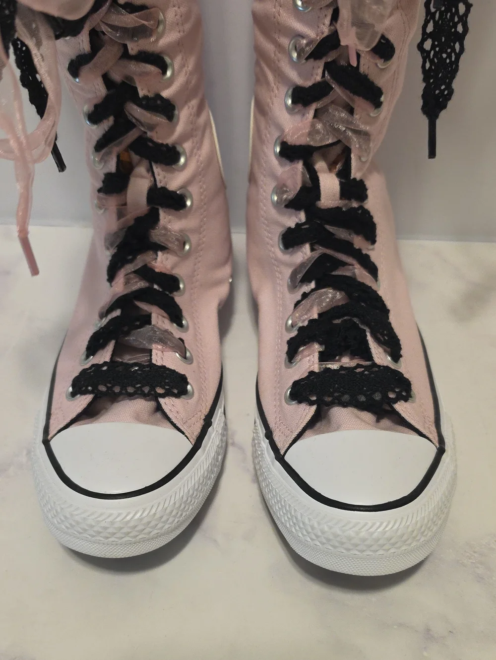Converse All Star Light Pink Knee-High Lace-Up Canvas Sneakers Brand New No Tag